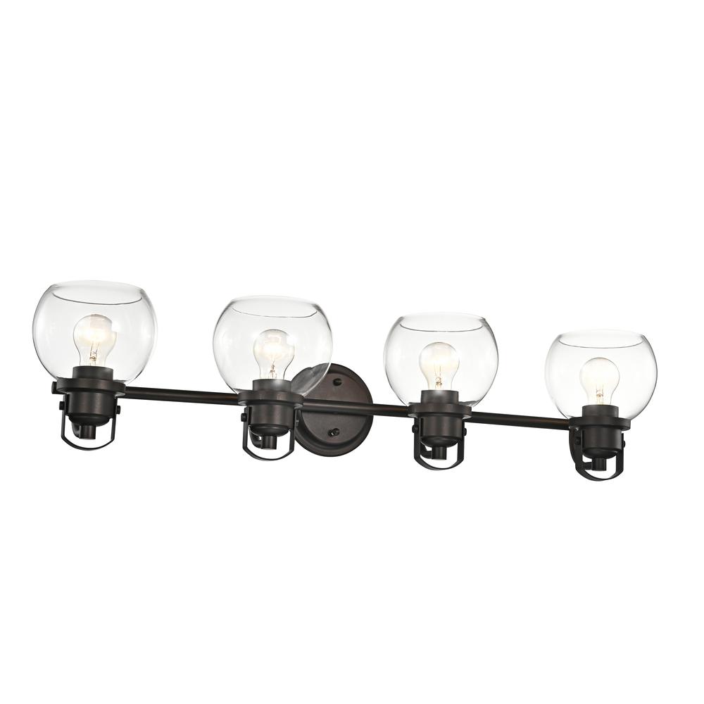 CHLOE Lighting JANICE Contemporary 4 Light Rubbed Bronze Bath Vanity Fixture 34" Width. Picture 1
