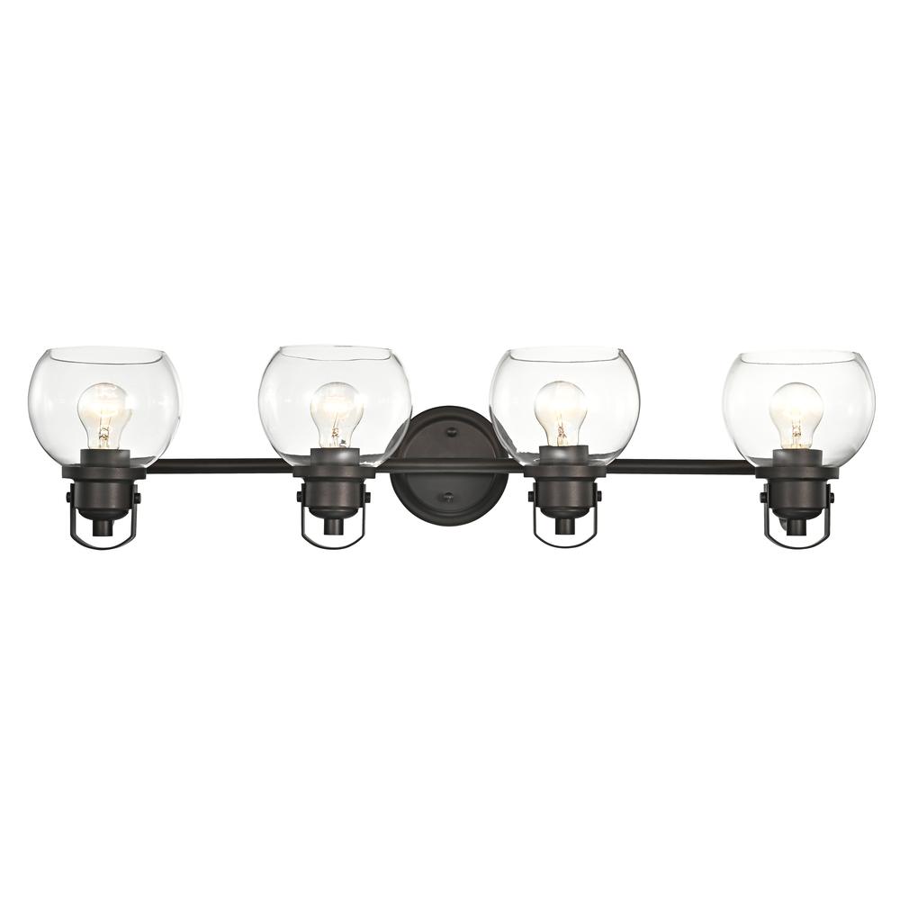 CHLOE Lighting JANICE Contemporary 4 Light Rubbed Bronze Bath Vanity Fixture 34" Width. Picture 3