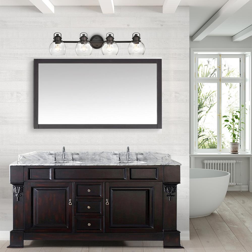 CHLOE Lighting JANICE Contemporary 4 Light Rubbed Bronze Bath Vanity Fixture 34" Width. Picture 6