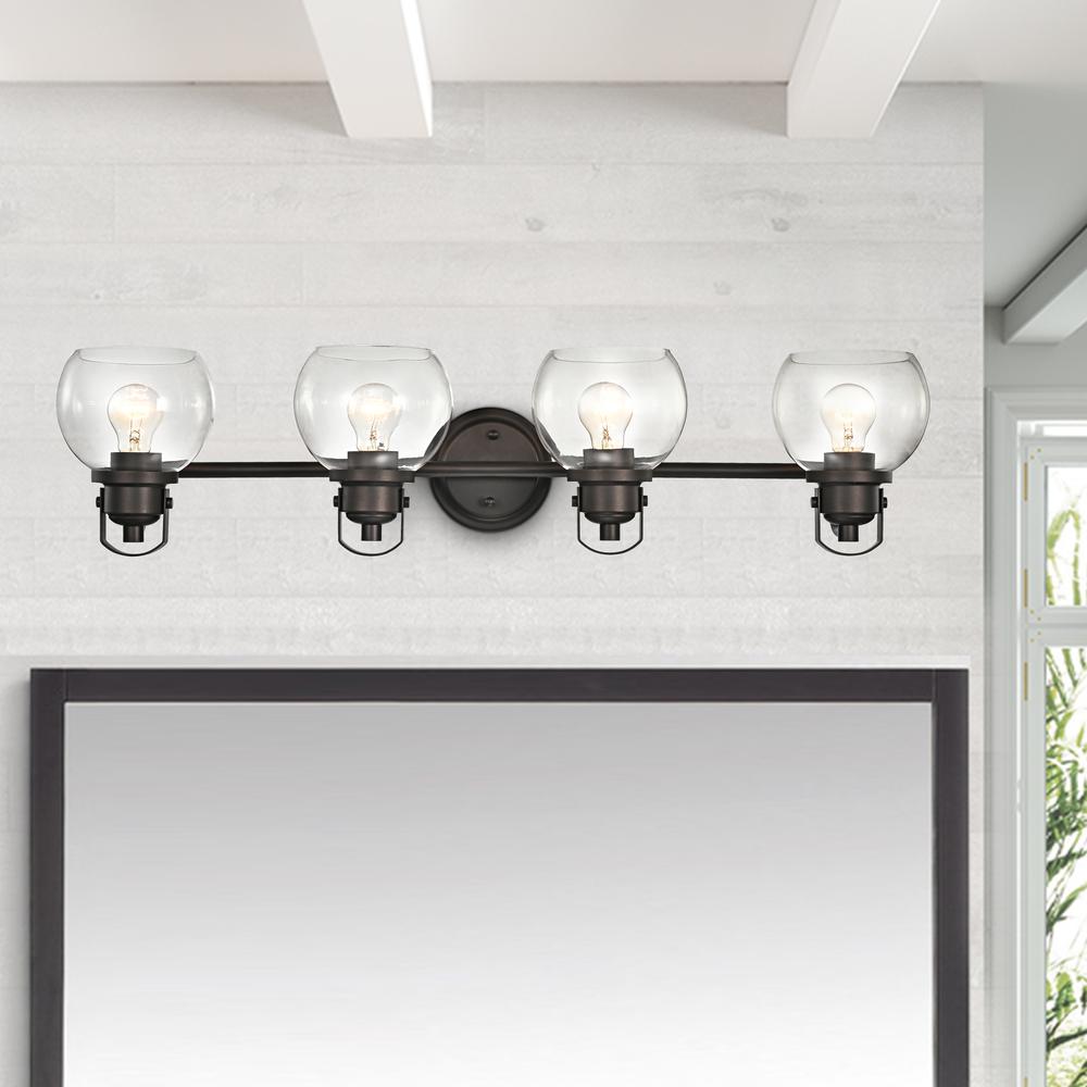 CHLOE Lighting JANICE Contemporary 4 Light Rubbed Bronze Bath Vanity Fixture 34" Width. Picture 7