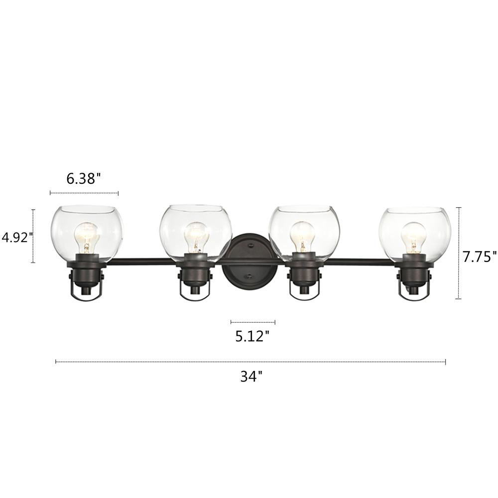 CHLOE Lighting JANICE Contemporary 4 Light Rubbed Bronze Bath Vanity Fixture 34" Width. Picture 8