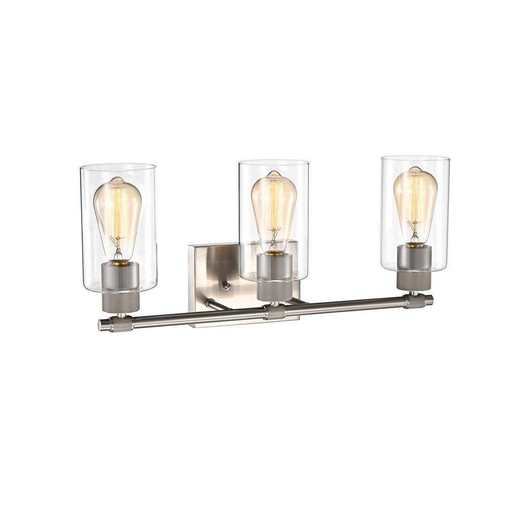 CHLOE Lighting MERCY Contemporary 3 Light Brushed Nickel Bath Vanity Fixture 22" Width. Picture 1