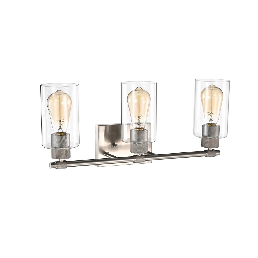 CHLOE Lighting MERCY Contemporary 3 Light Brushed Nickel Bath Vanity Fixture 22" Width. Picture 2