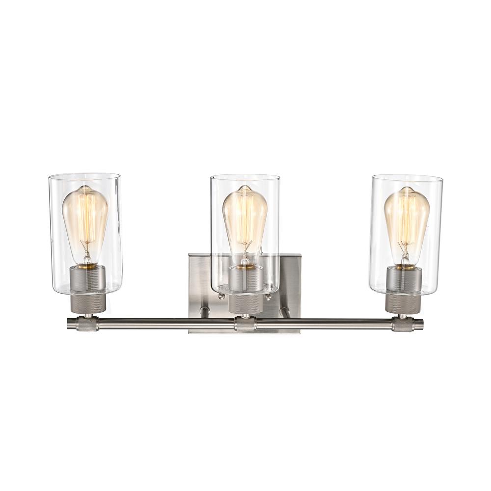 CHLOE Lighting MERCY Contemporary 3 Light Brushed Nickel Bath Vanity Fixture 22" Width. Picture 3