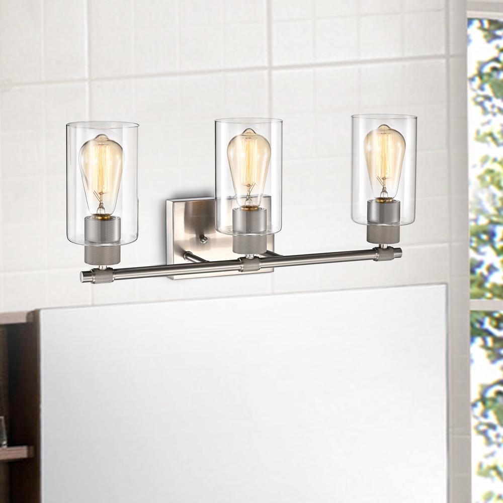 CHLOE Lighting MERCY Contemporary 3 Light Brushed Nickel Bath Vanity Fixture 22" Width. Picture 8