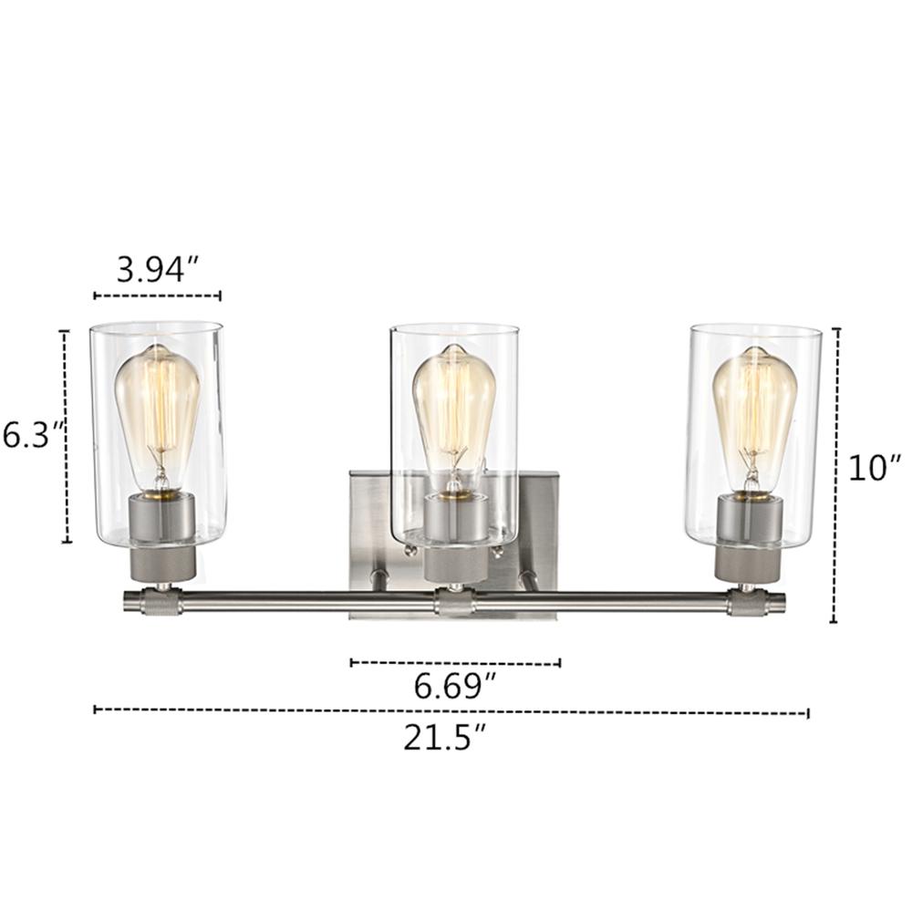 CHLOE Lighting MERCY Contemporary 3 Light Brushed Nickel Bath Vanity Fixture 22" Width. Picture 9