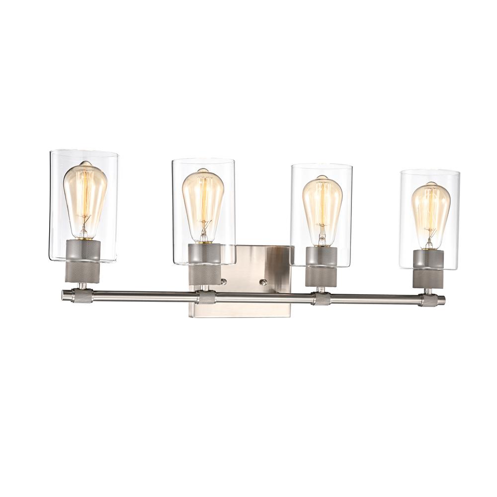 CHLOE Lighting MERCY Contemporary 4 Light Brushed Nickel Bath Vanity Fixture 27" Width. Picture 1