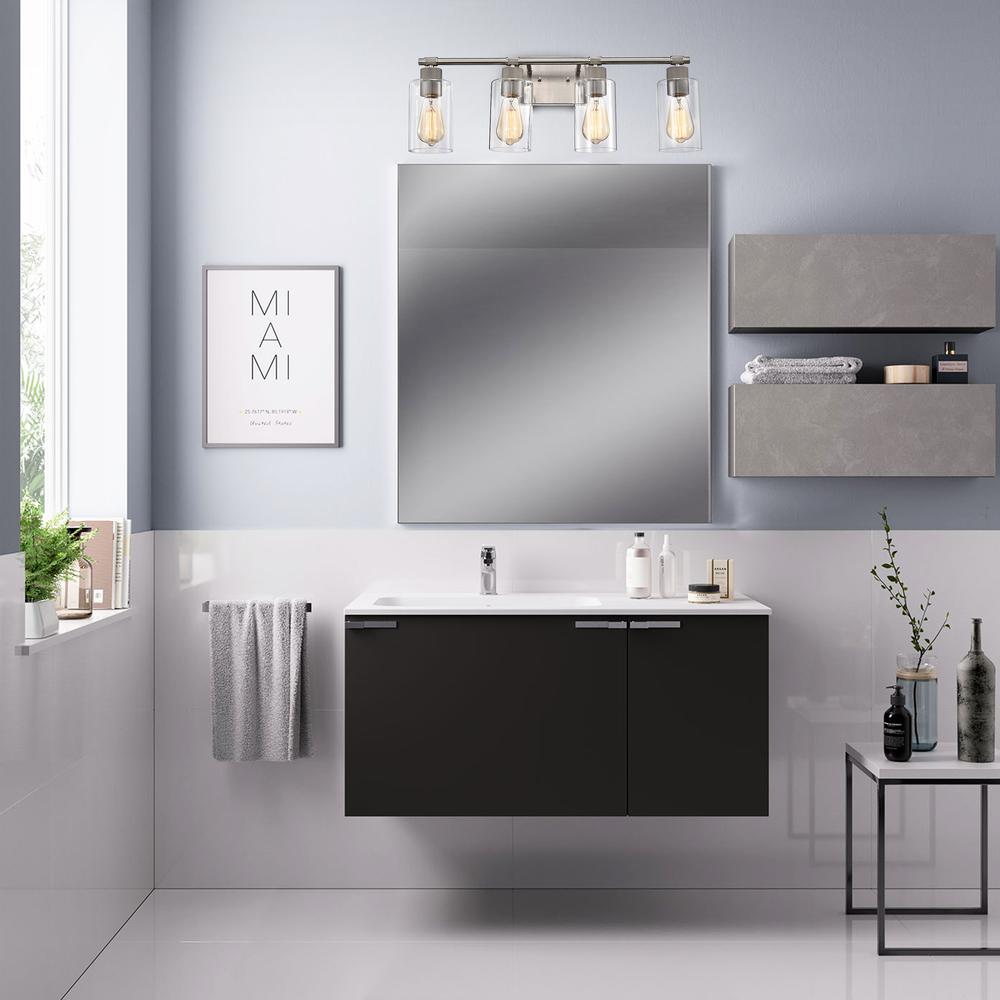 CHLOE Lighting MERCY Contemporary 4 Light Brushed Nickel Bath Vanity Fixture 27" Width. Picture 6