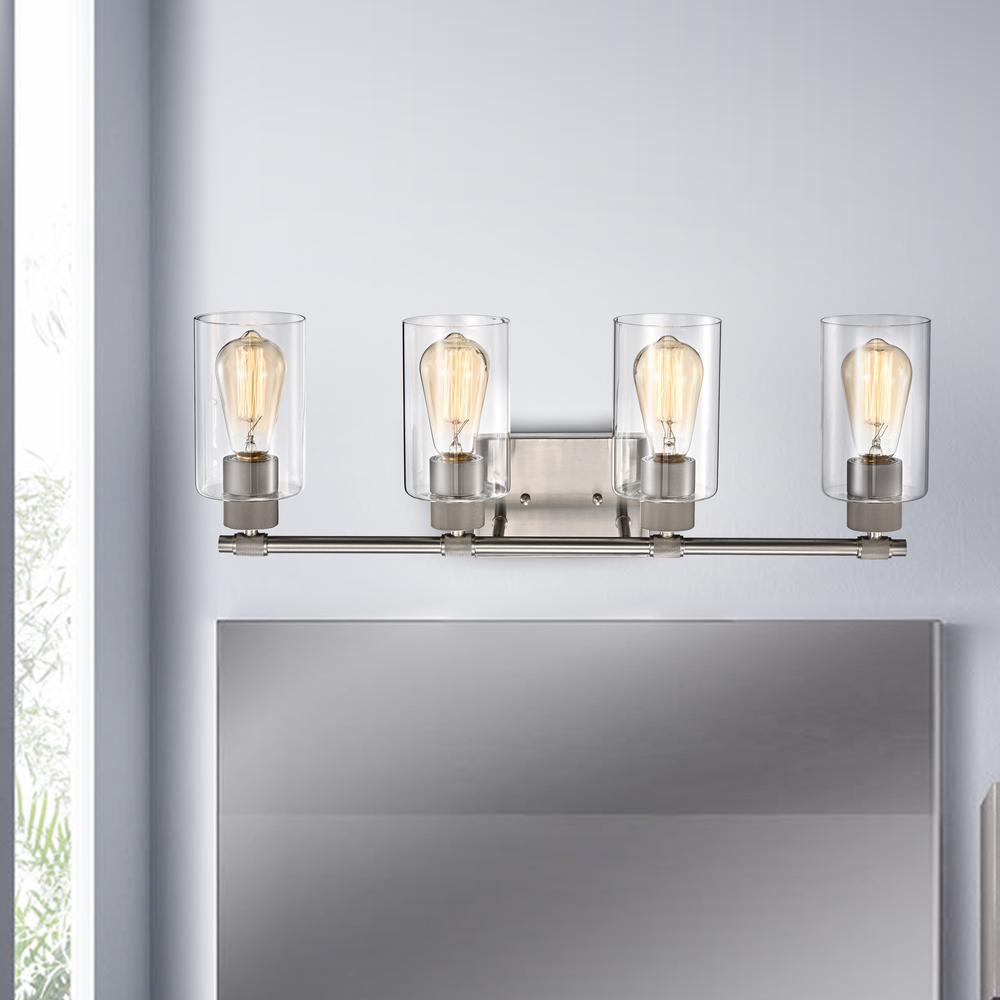 CHLOE Lighting MERCY Contemporary 4 Light Brushed Nickel Bath Vanity Fixture 27" Width. Picture 7