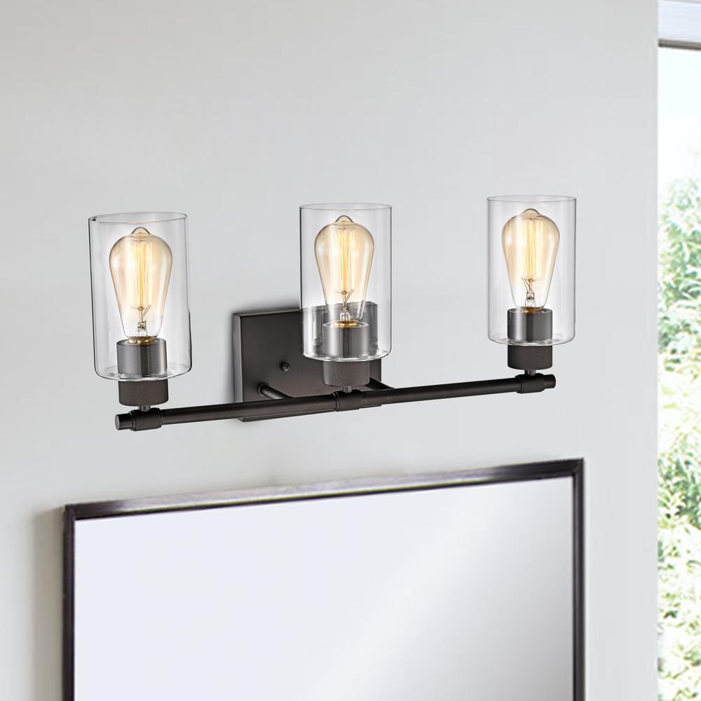 CHLOE Lighting MERCY Contemporary 3 Light Rubbed Bronze Bath Vanity Fixture 22" Width. Picture 7