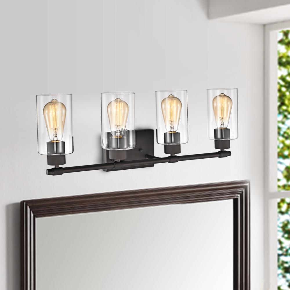 CHLOE Lighting MERCY Contemporary 4 Light Rubbed Bronze Bath Vanity Fixture 27" Width. Picture 7