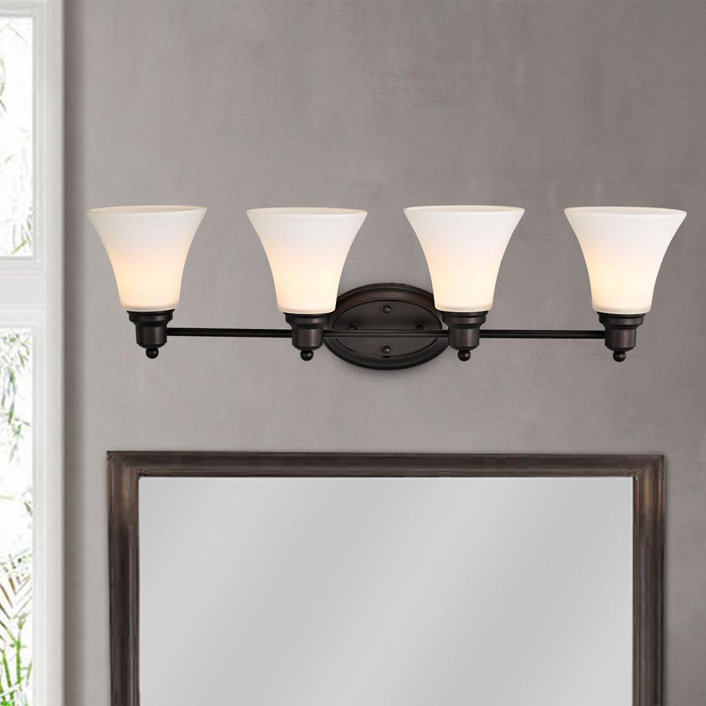 CHLOE Lighting JANET Contemporary 4 Light Rubbed Bronze Bath Vanity Fixture 30" Width. Picture 7