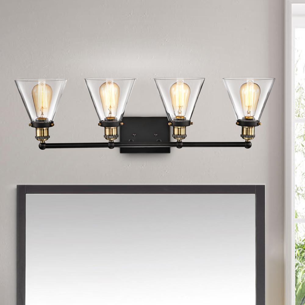 CHLOE Lighting BONNIE Contemporary 4 Light Rubbed Bronze Bath Vanity Fixture 32" Width. Picture 8