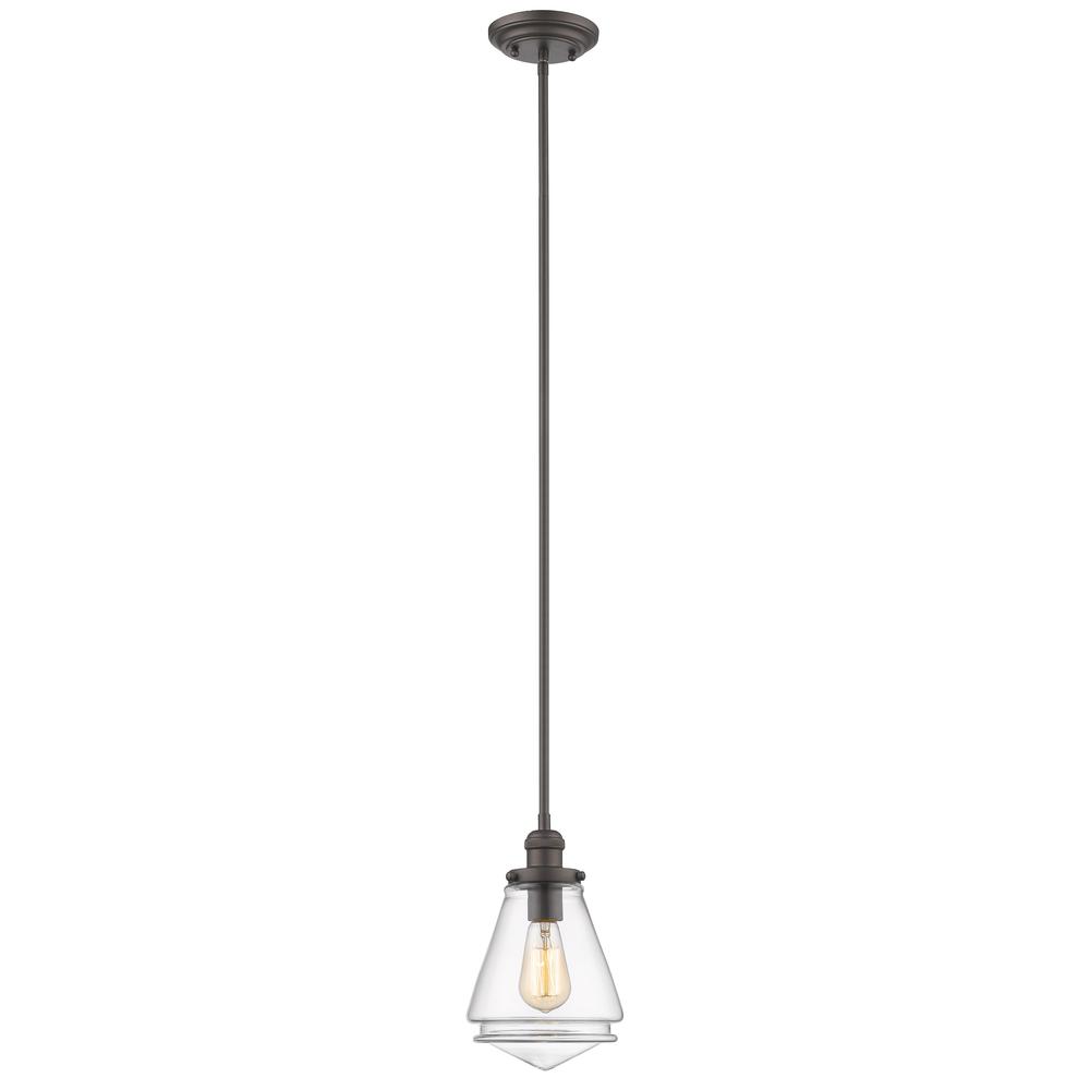 GABRIELLA Transitional 1 Light Rubbed Bronze Ceiling Mini Pendant 7" Wide. Picture 1