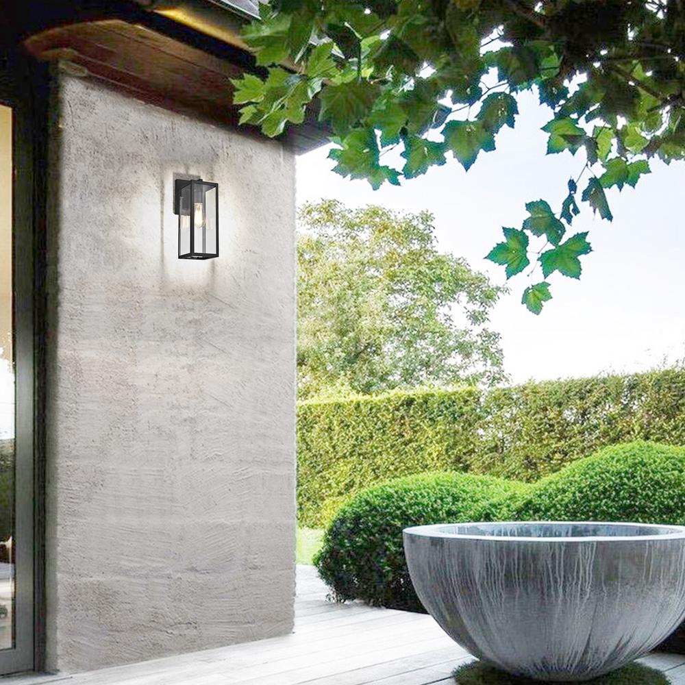 CHLOE Lighting RICHARD Transitional 1 Light Textured Black Outdoor Wall Sconce 14" Height. Picture 11