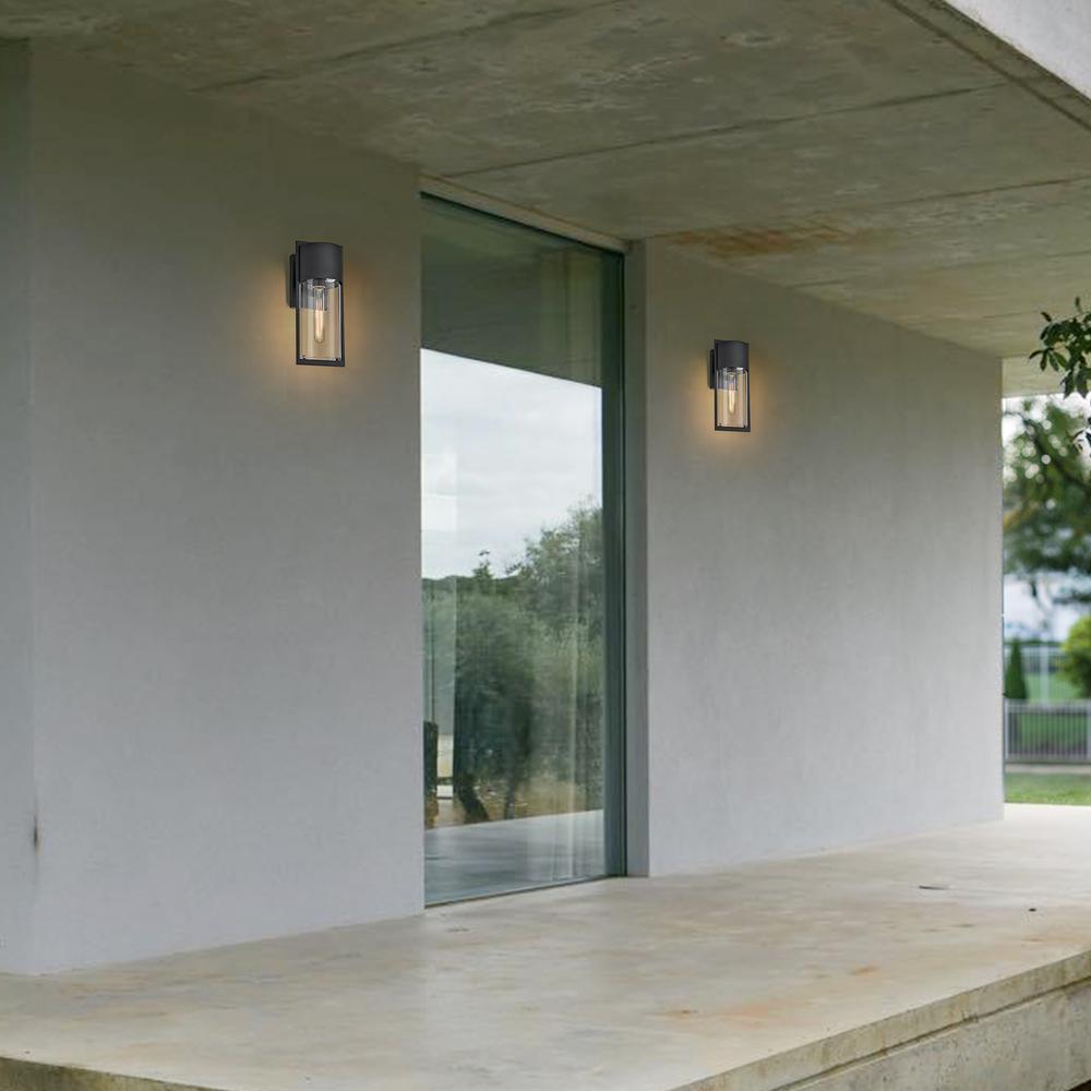 CHLOE Lighting TYLER Transitional 1 Light Textured Black Outdoor Wall Sconce 14" Height. Picture 7
