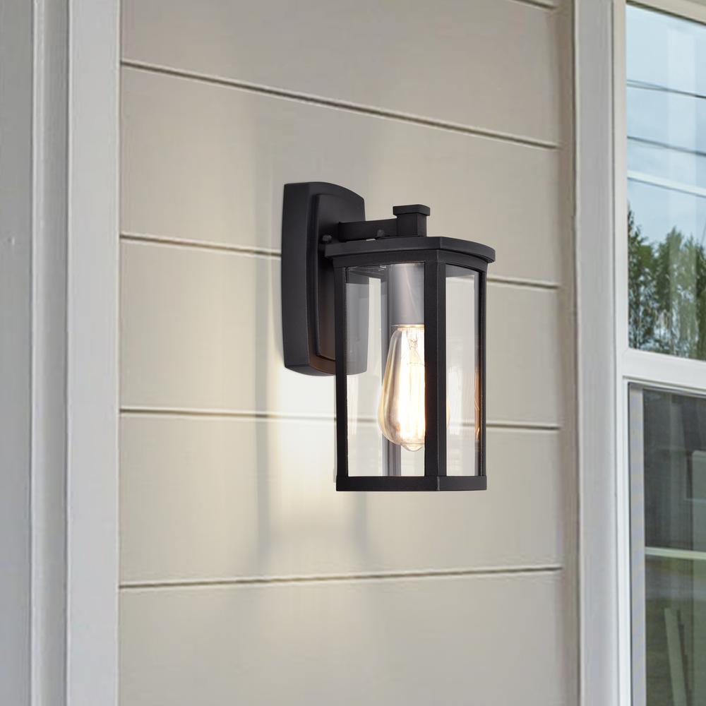 CHLOE Lighting QUILL Transitional 1 Light Textured Black Outdoor Wall Sconce 11" Height. Picture 9