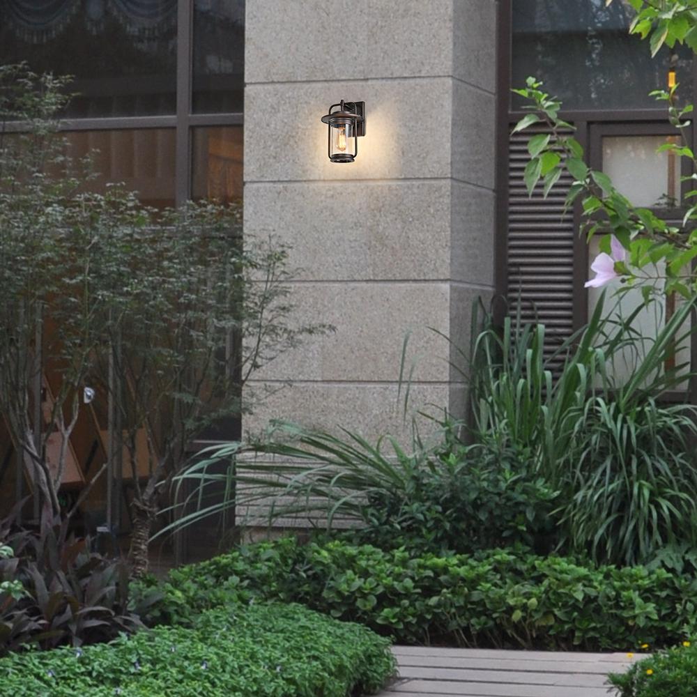 CHLOE Lighting JEFFREY Transitional 1 Light Rubbed Bronze Outdoor Wall Sconce 13" Height. Picture 10