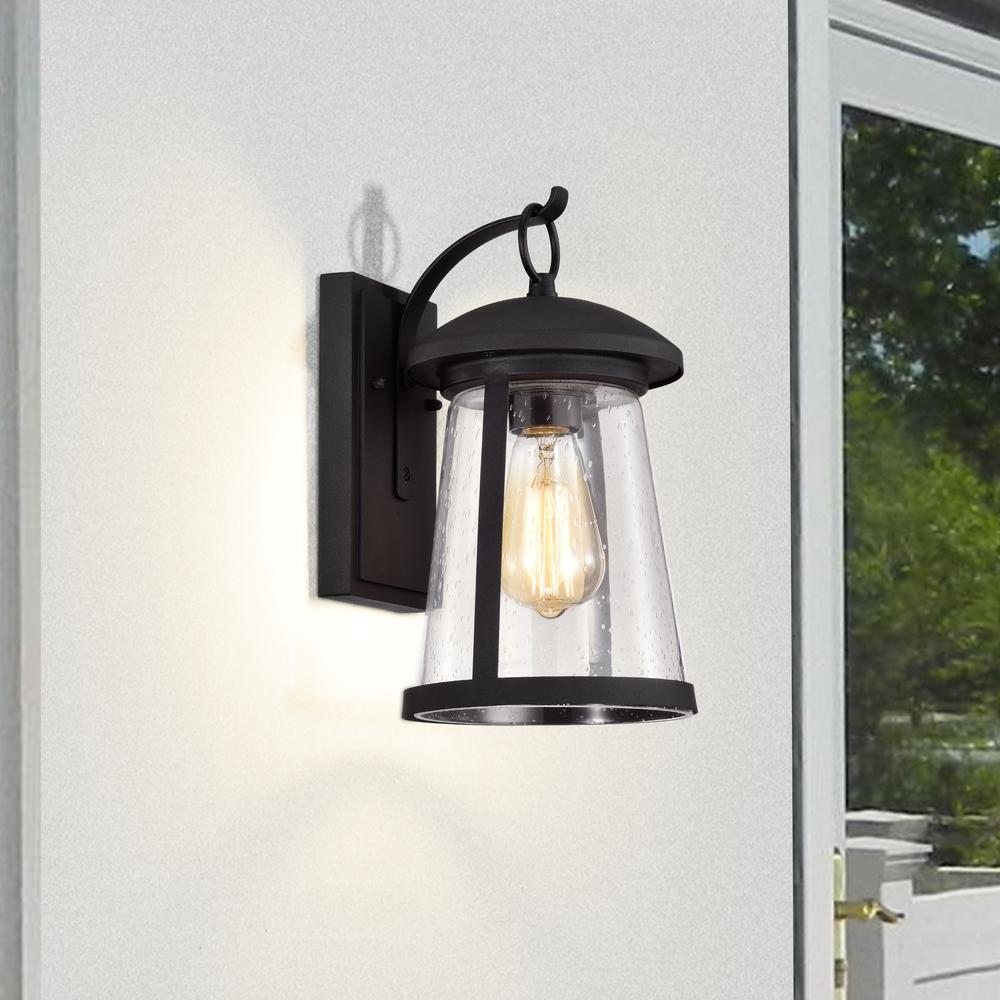 CHLOE Lighting FREYA Transitional 1 Light Textured Black Outdoor Wall Sconce 12" Height. Picture 9