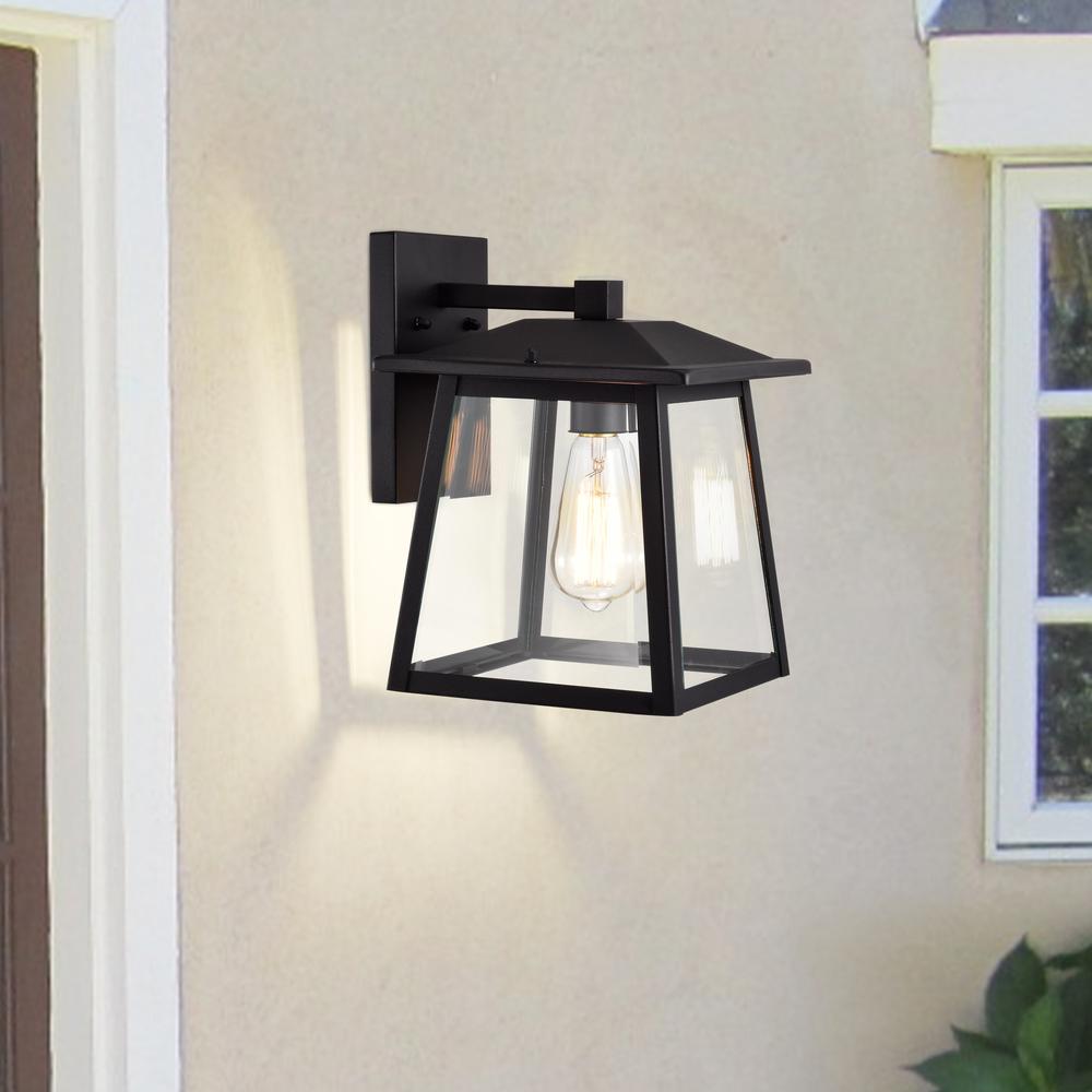 CHLOE Lighting ORLY Transitional 1 Light Textured Black Outdoor Wall Sconce 12" Height. Picture 9