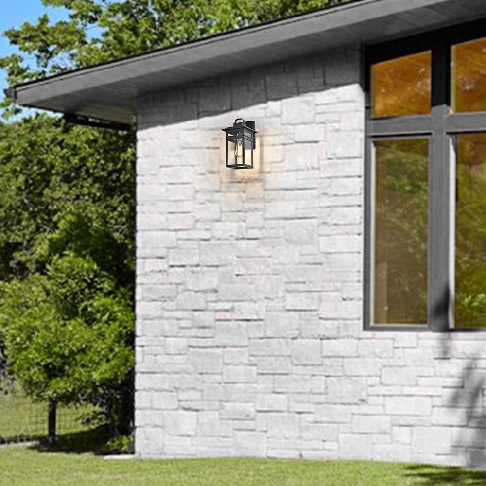CHLOE Lighting BRIAN Transitional 1 Light Textured Black Outdoor Wall Sconce 13" Height. Picture 8