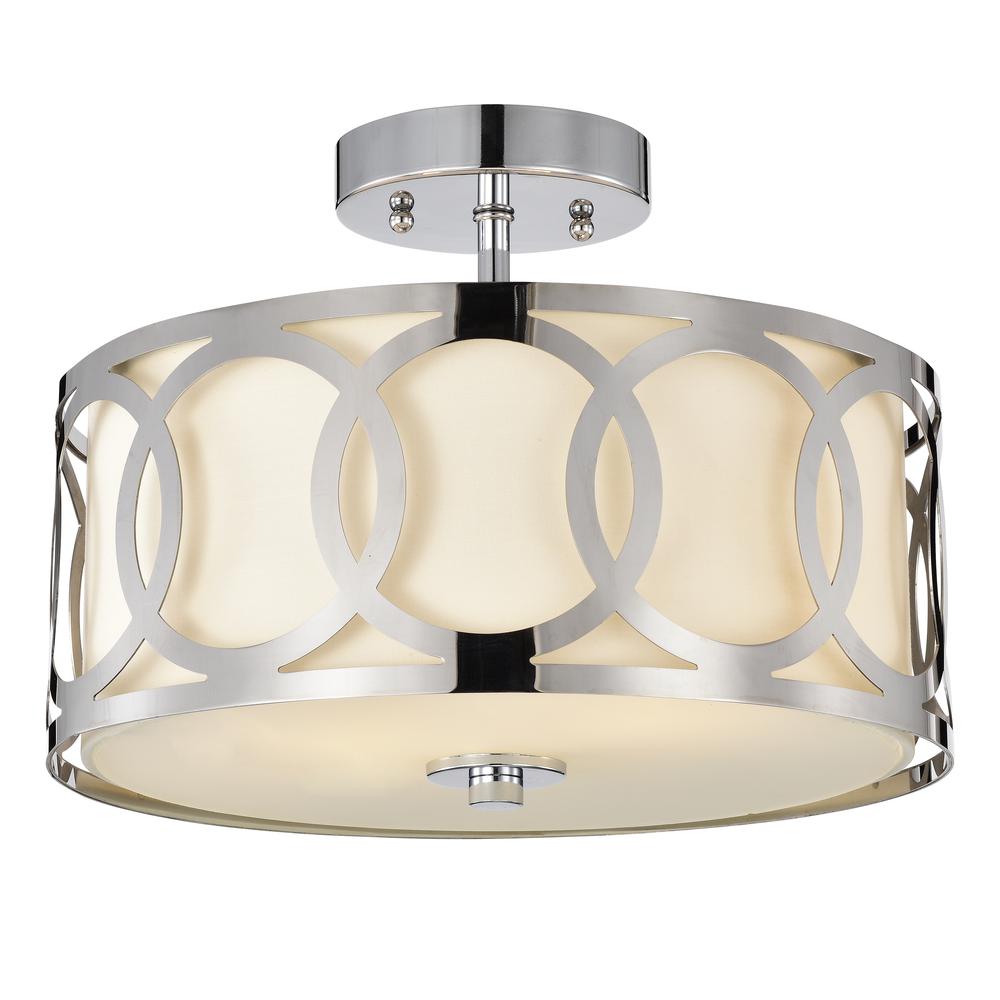 CHLOE Lighting BRONX Transitional 2 Light Chrome Semi-Flush Ceiling Fixture 30" Wide. Picture 1