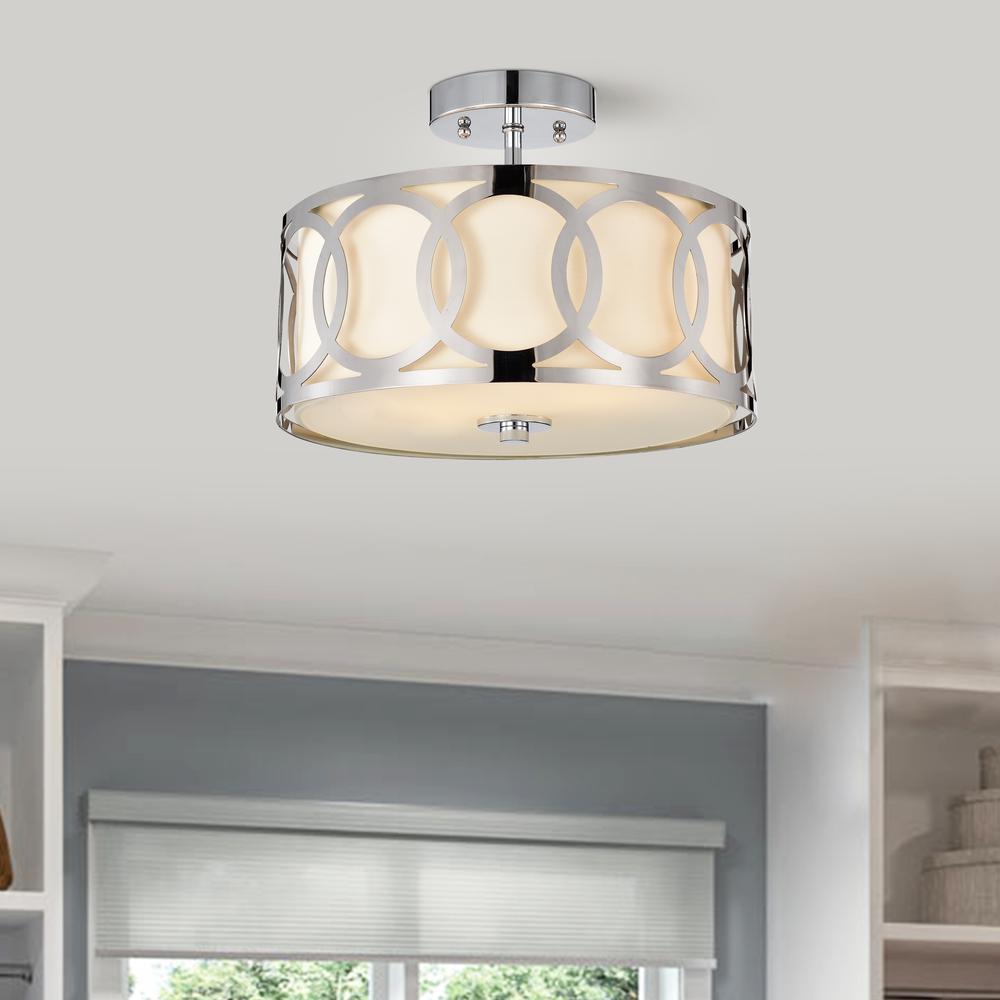 CHLOE Lighting BRONX Transitional 2 Light Chrome Semi-Flush Ceiling Fixture 30" Wide. Picture 7