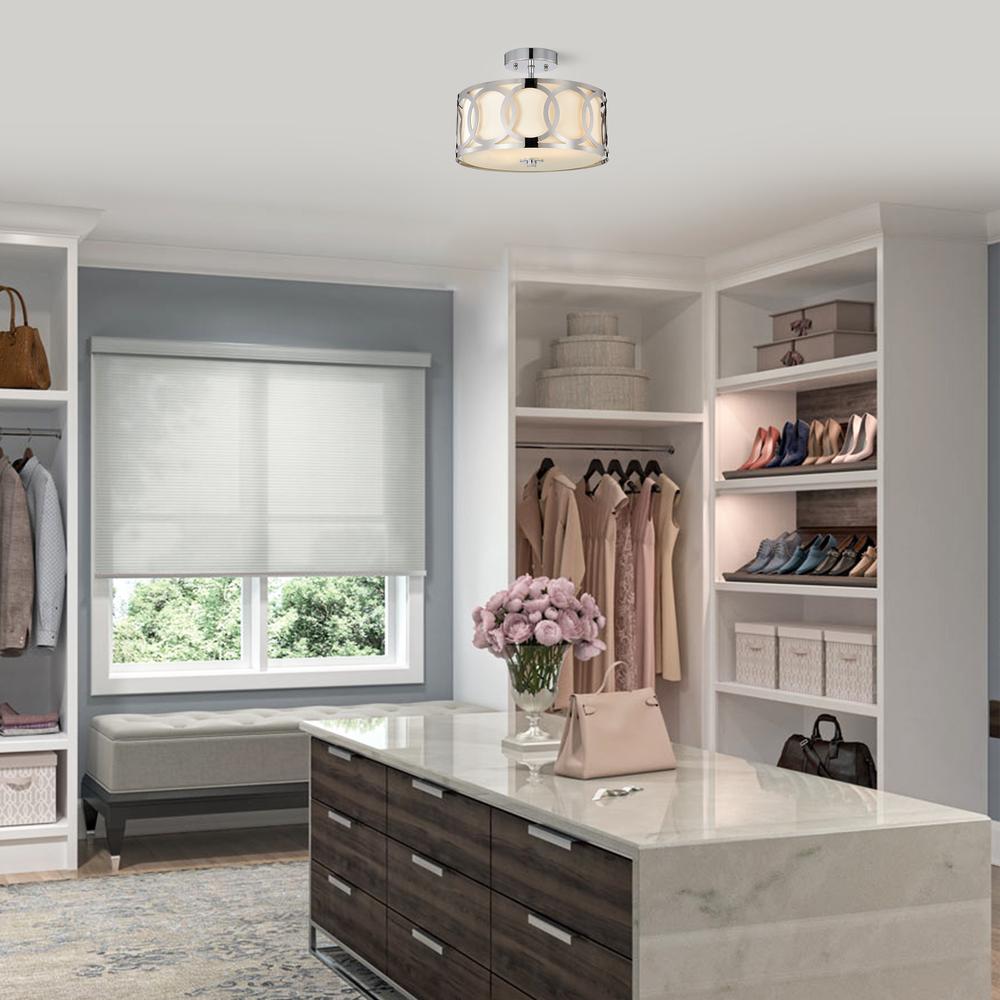 CHLOE Lighting BRONX Transitional 2 Light Chrome Semi-Flush Ceiling Fixture 30" Wide. Picture 8