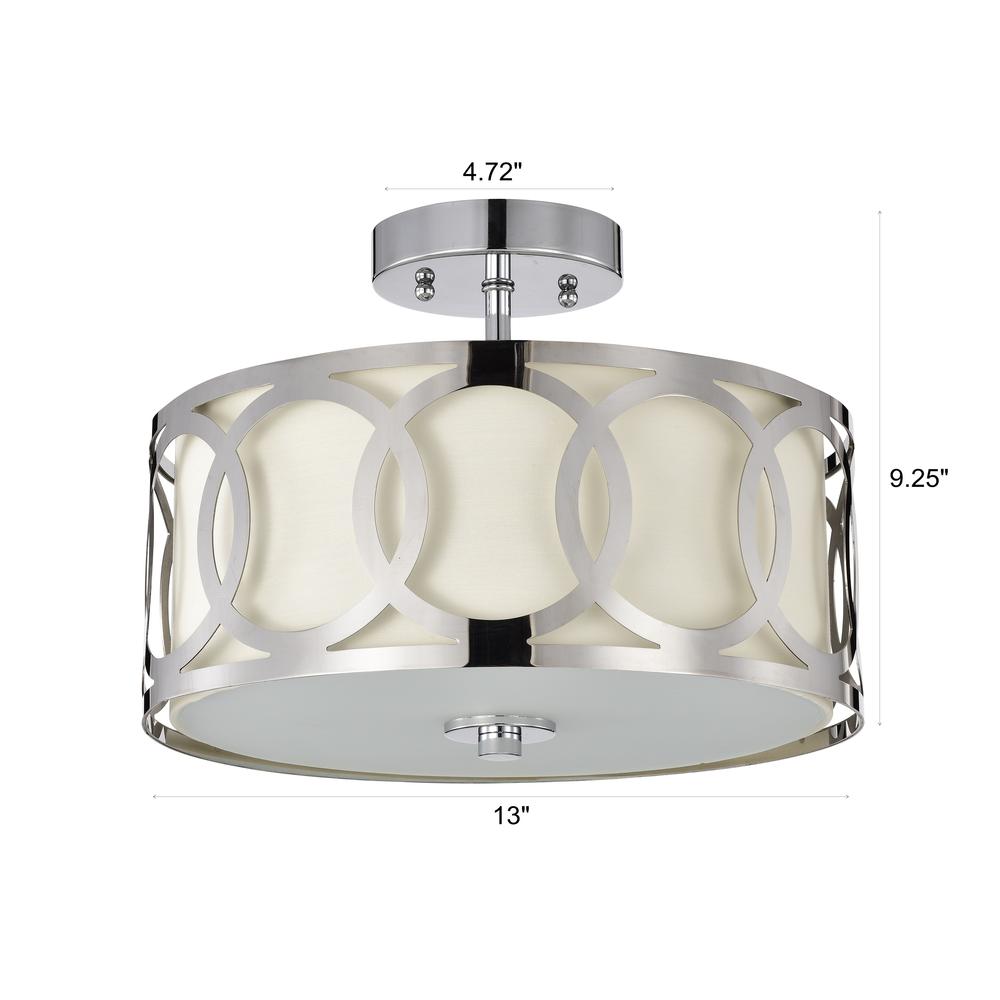 CHLOE Lighting BRONX Transitional 2 Light Chrome Semi-Flush Ceiling Fixture 30" Wide. Picture 9