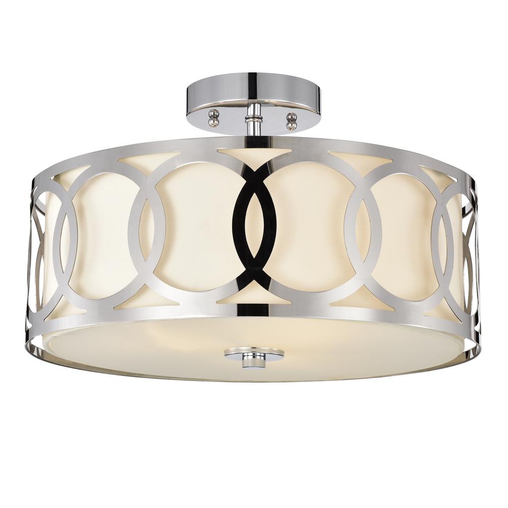 CHLOE Lighting BRONX Transitional 3 Light Chrome Semi-Flush Ceiling Fixture 15" Wide. Picture 1