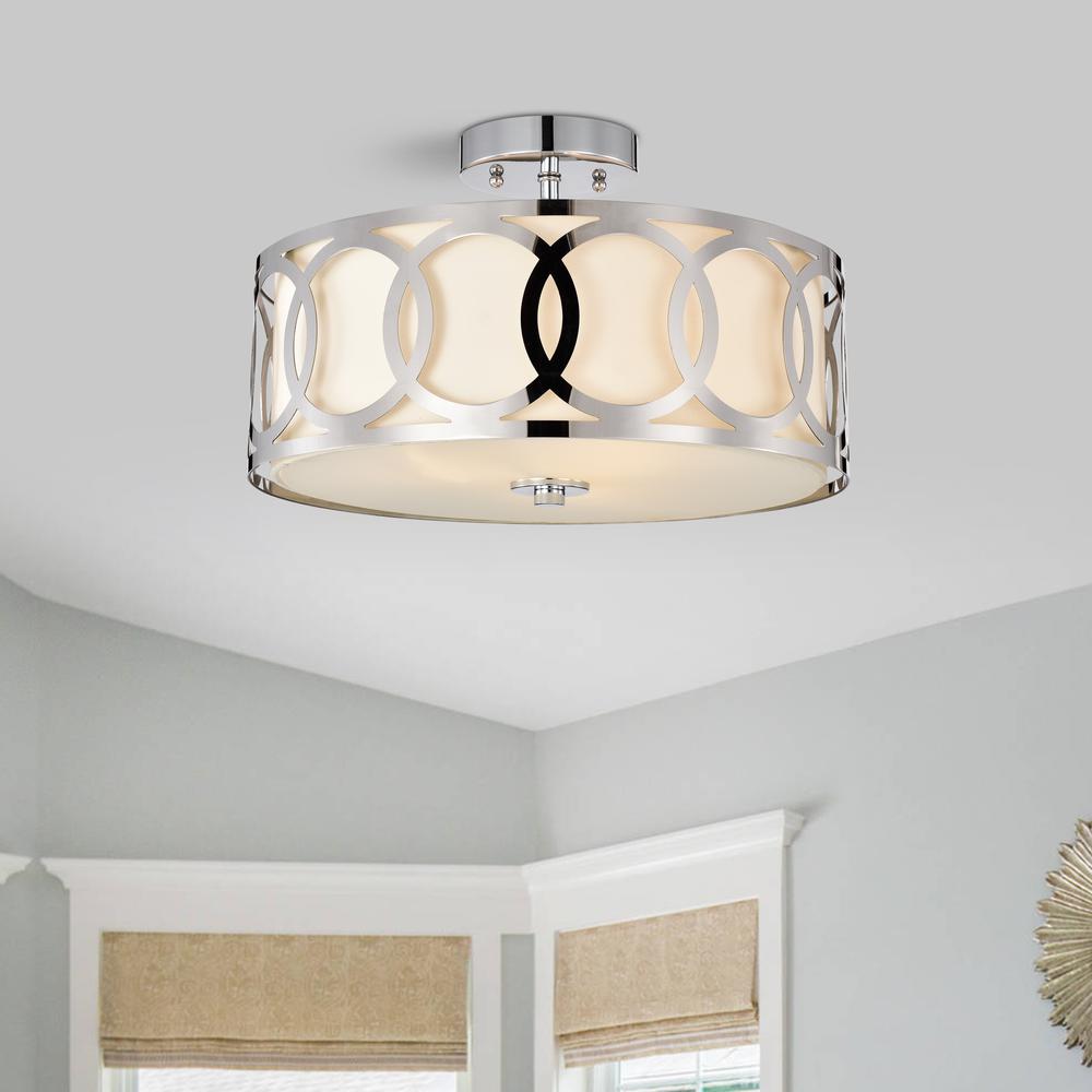 CHLOE Lighting BRONX Transitional 3 Light Chrome Semi-Flush Ceiling Fixture 15" Wide. Picture 7