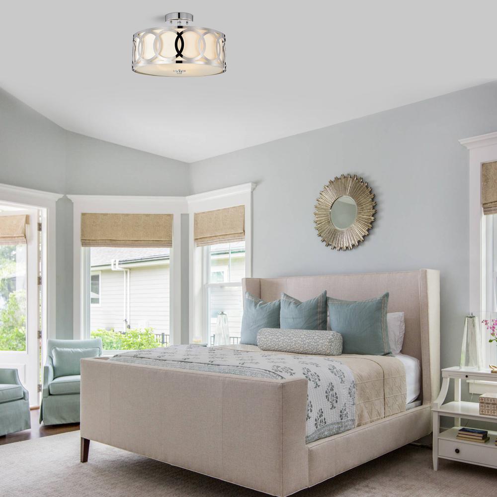 CHLOE Lighting BRONX Transitional 3 Light Chrome Semi-Flush Ceiling Fixture 15" Wide. Picture 8