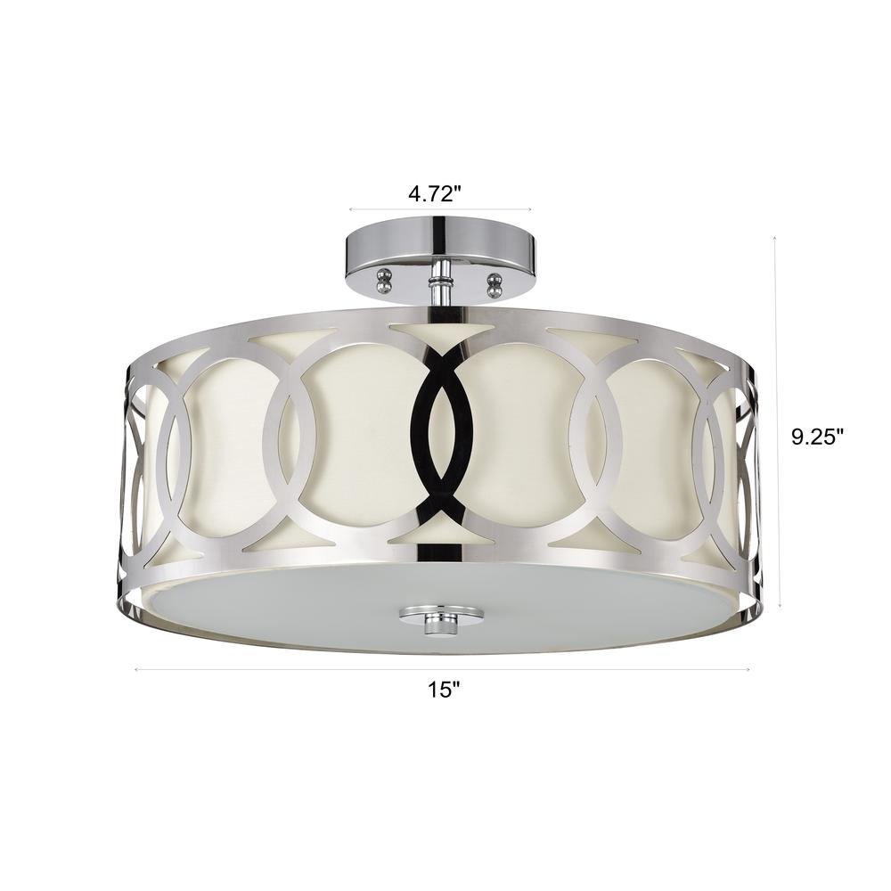 CHLOE Lighting BRONX Transitional 3 Light Chrome Semi-Flush Ceiling Fixture 15" Wide. Picture 9