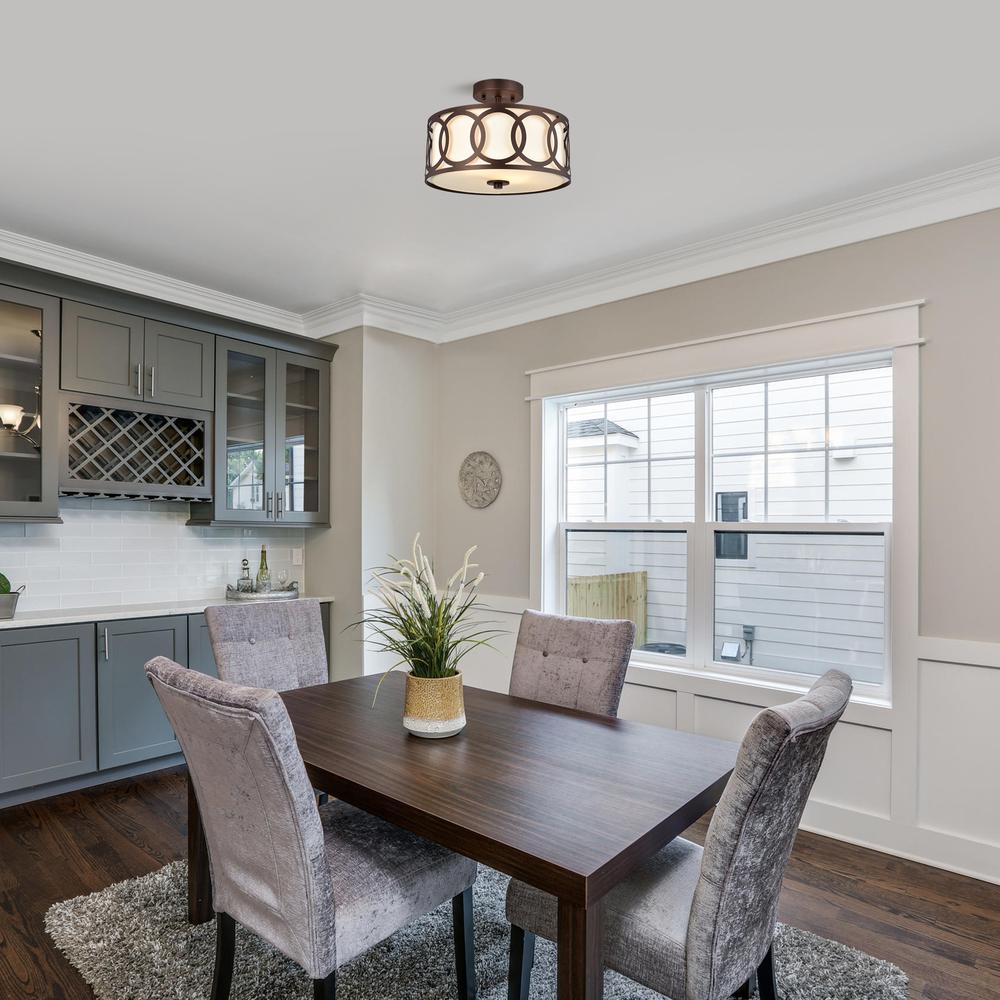 CHLOE Lighting BRONX Transitional 2 Light Oil Rubbed Bronze Semi-Flush Ceiling Fixture 13" Wide. Picture 9