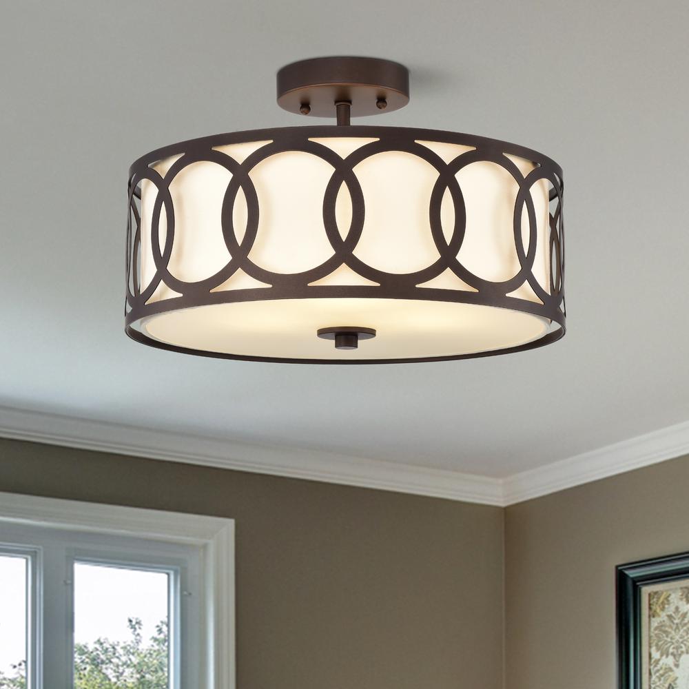CHLOE Lighting BRONX Transitional 3 Light Oil Rubbed Bronze Semi-Flush Ceiling Fixture 15" Wide. Picture 7
