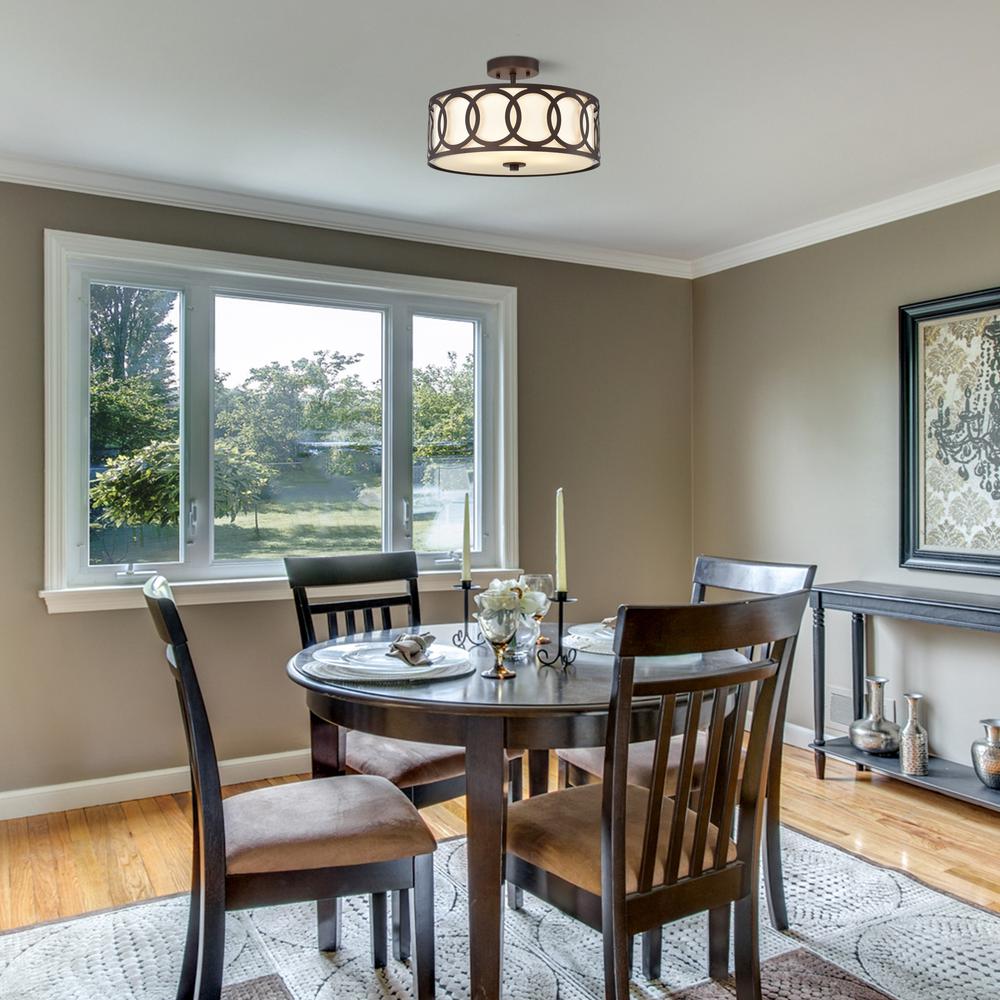 CHLOE Lighting BRONX Transitional 3 Light Oil Rubbed Bronze Semi-Flush Ceiling Fixture 15" Wide. Picture 8