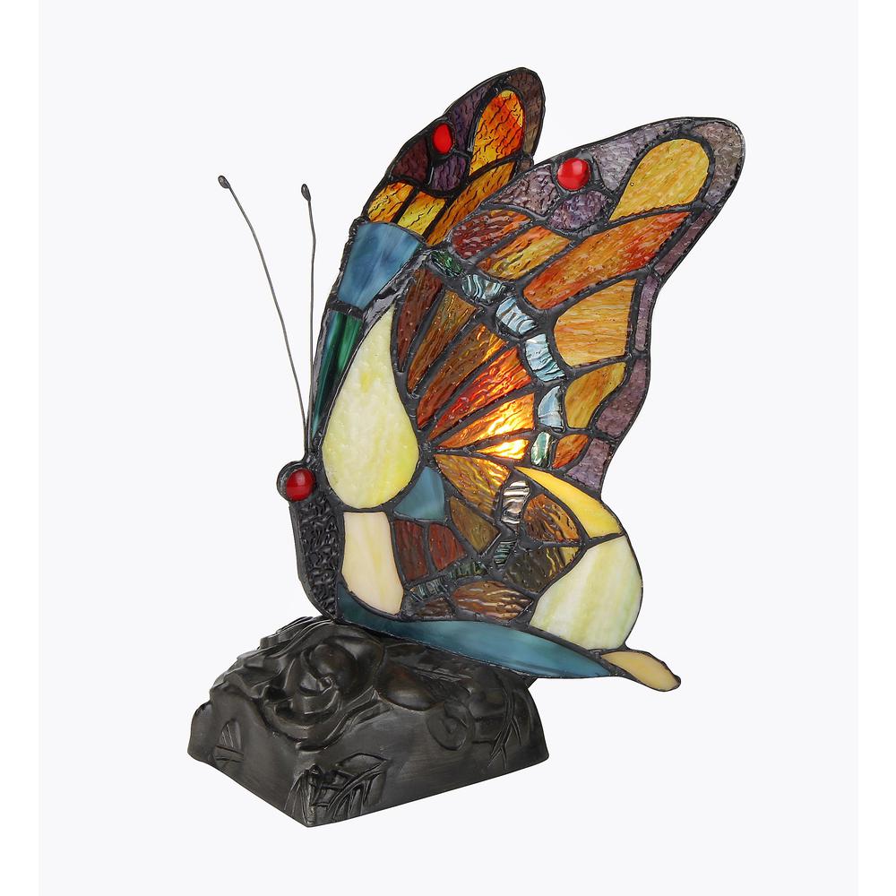 JACY 2 Tiffany-style 1 Light Butterfly Accent Table Lamp 9.5" Tall. Picture 1
