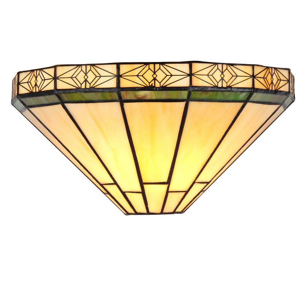 BELLE Tiffany-style 1 Light Mission Wall Sconce 12" Wide. Picture 1