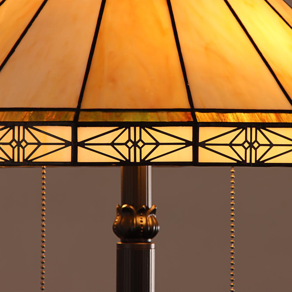 CHLOE Lighting BELLE Mission Tiffany-style Blackish Bronze 2 Light Floor Lamp 18" Wide. Picture 4
