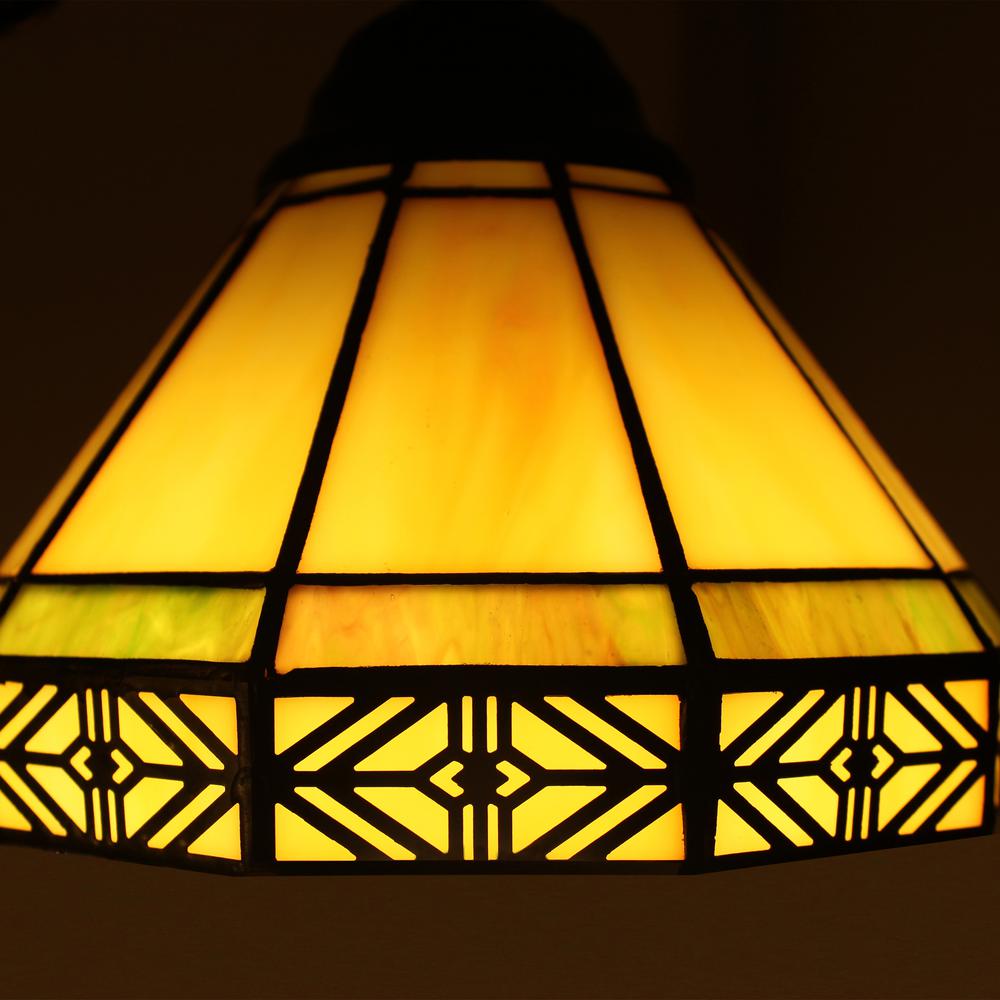 CHLOE Lighting BELLE Mission Tiffany-style Blackish Bronze 3 Light Mini Chandelier 21" Wide. Picture 3