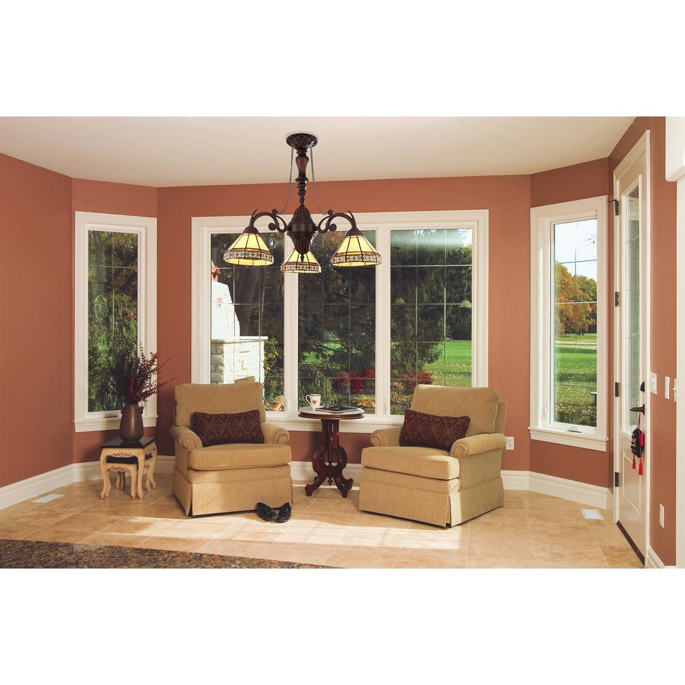 CHLOE Lighting BELLE Mission Tiffany-style Blackish Bronze 3 Light Mini Chandelier 21" Wide. Picture 5