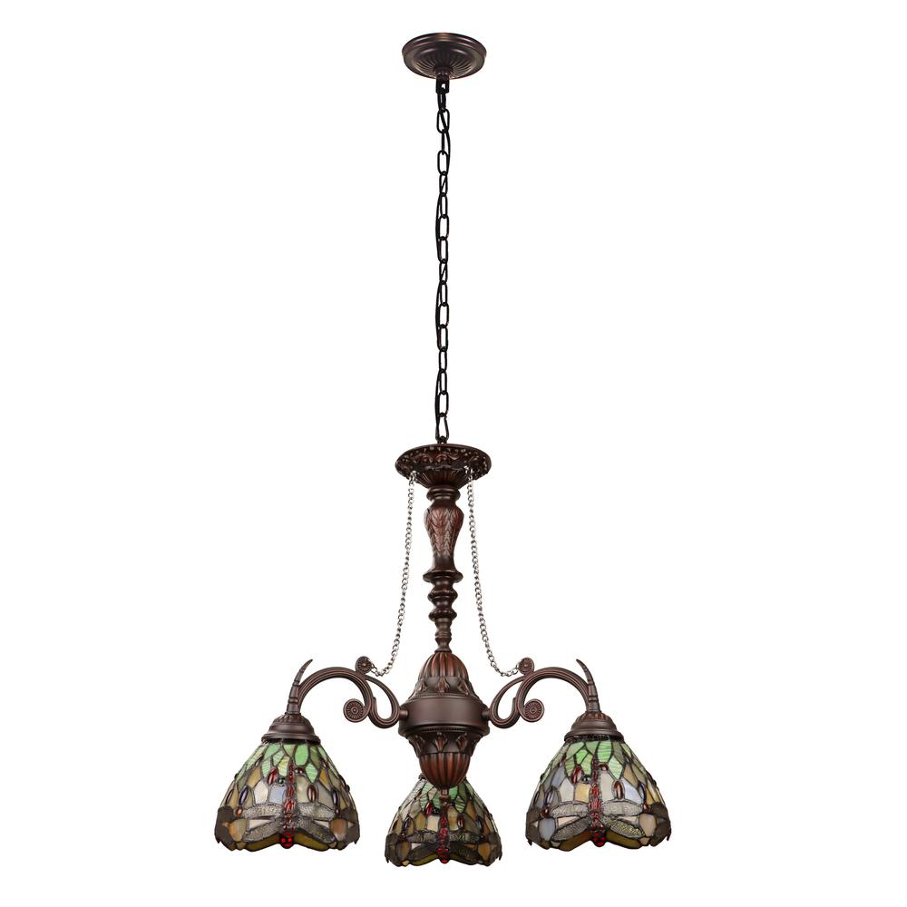 Anisoptera Purity 3-Light Antique Dark Bronze Finish Mini Chandelier 24" Wide. Picture 1