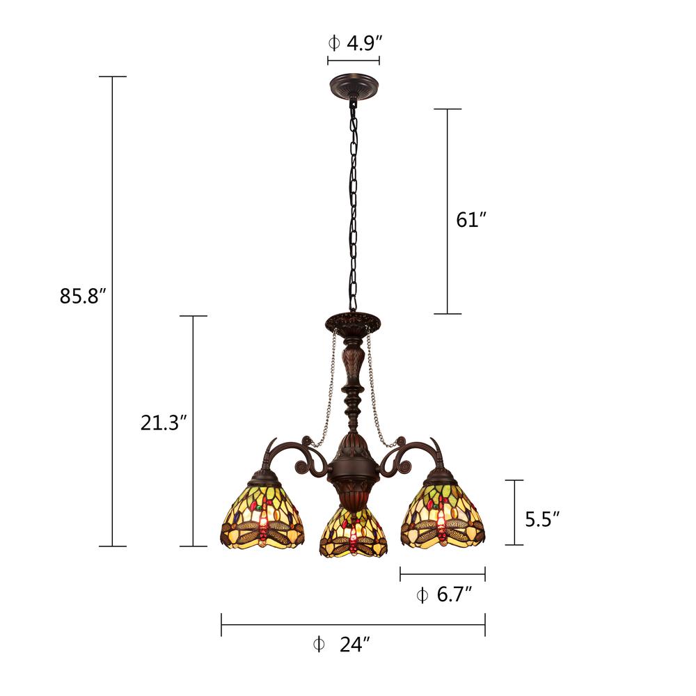 Anisoptera Purity 3-Light Antique Dark Bronze Finish Mini Chandelier 24" Wide. Picture 9