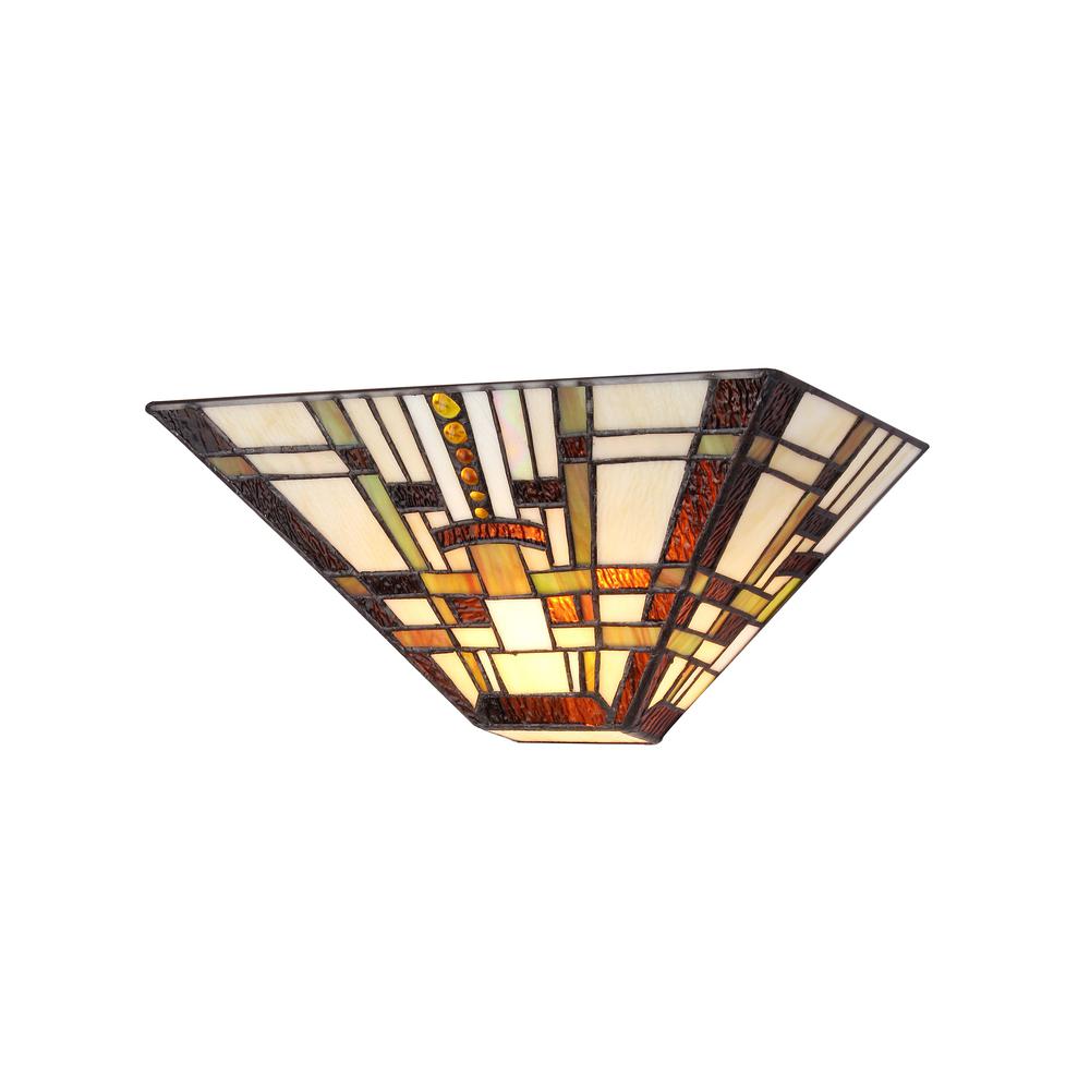FARLEY Tiffany-style Mission 1 Light Wall Sconce 12" Wide. Picture 1