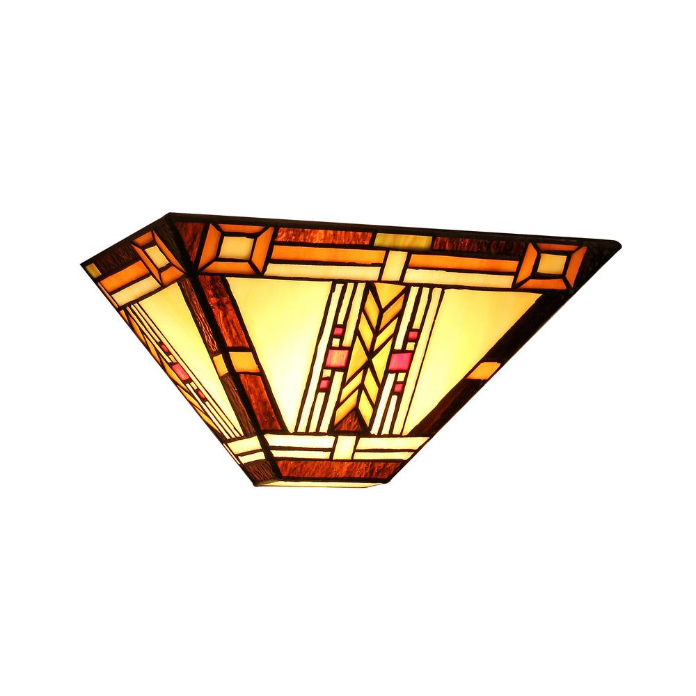 GODE Tiffany-style 1 Light Mission Wall Sconce 12" Wide. Picture 1