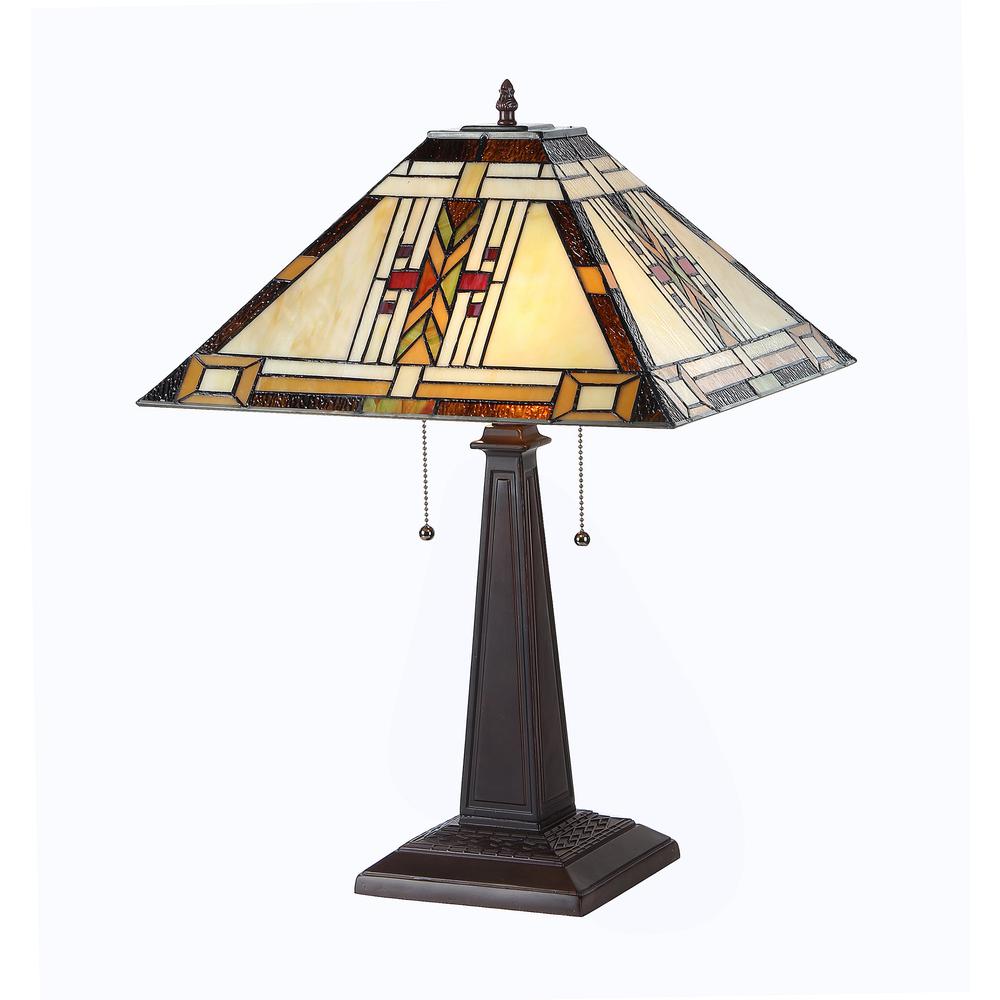 Tiffany-style 2 Light Mission Table Lamp 16" Shade. Picture 1