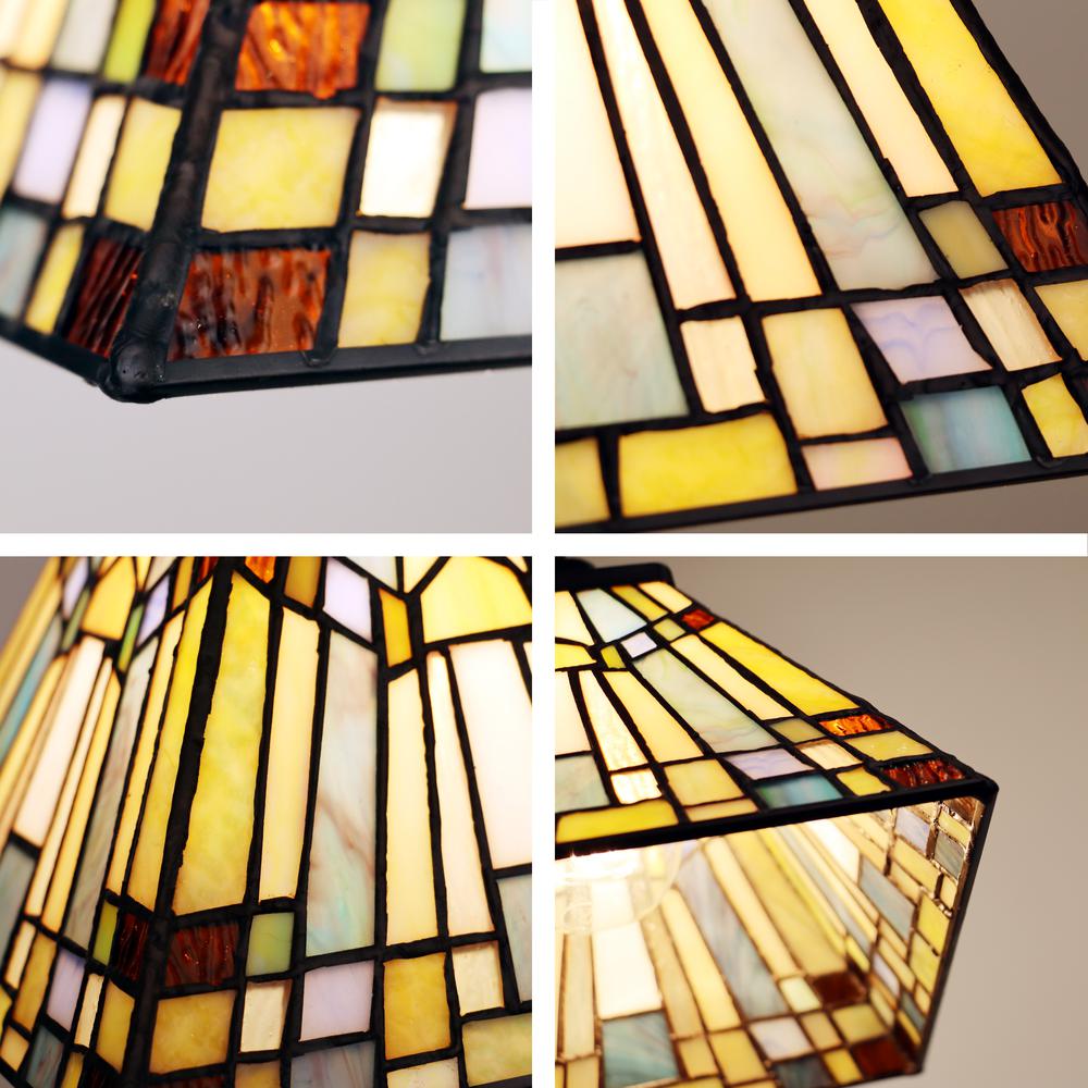 CHLOE Lighting KINSEY Tiffany-Style Blackish Bronze 1-Light Mission Mini-Pendant 8" Shade. Picture 4
