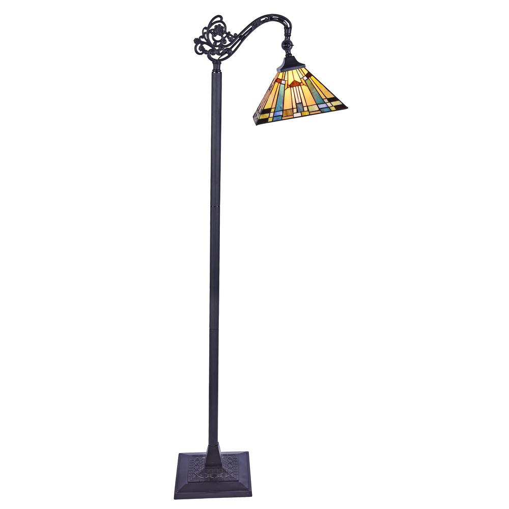 KINSEY Tiffany-style 1 Light Reading Floor Lamp 11" Wide. Picture 1