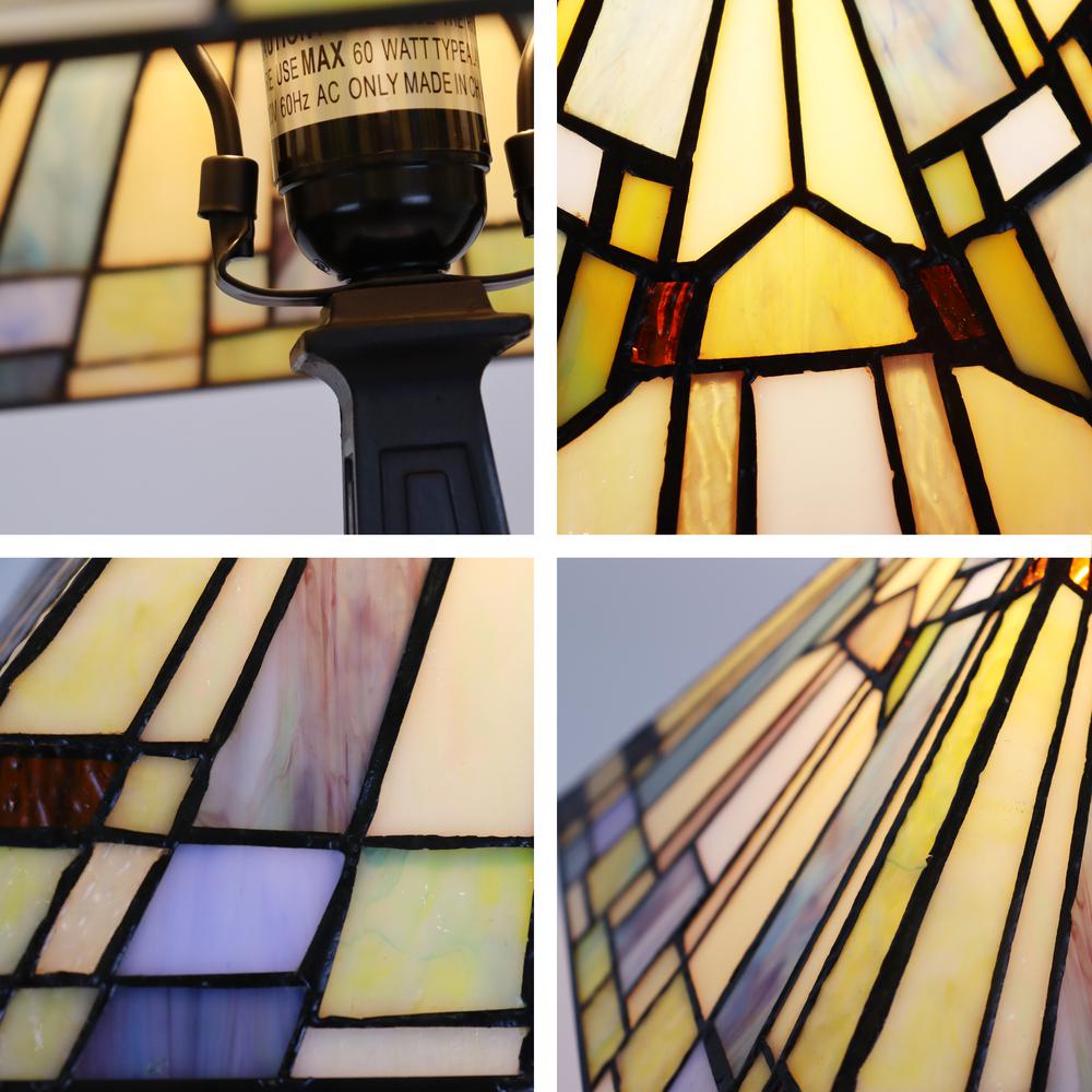 CHLOE Lighting KINSEY Mission Tiffany-Style Blackish Bronze 1 Light Table Lamp 12" Wide. Picture 4