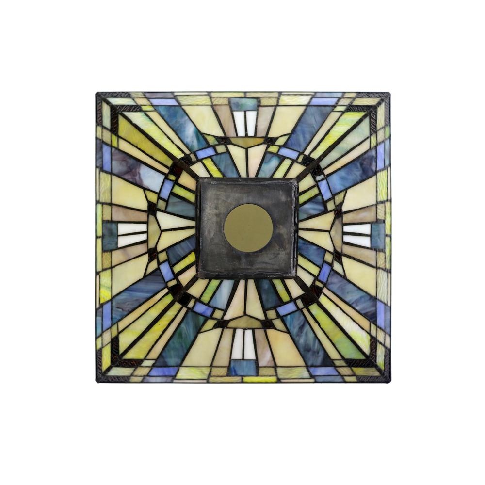 Chloe Lighting 14 in. Shade Kinsey Tiffany-style Blackish Bronze 1-Light Mission Torchiere Floor Lamp, image size:1000x1000